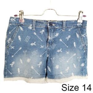 Girls Denim Shorts Patterned Lace Trim sz 14 jean shorts Clearance